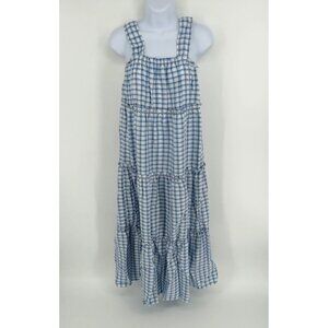 Max Studio Blue & White Gingham Tiered Maxi Dress Small NWT $138